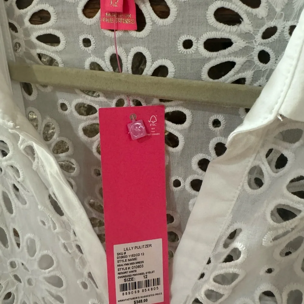 NEW Lilly Pulitzer MIALYNN MIDI EYELET SHIRT DRESS White Pinwheel - Picture 3 of 5